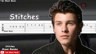 Shawn Mendes  Stitches Guitar Tutorial  TAB [upl. by Oah907]