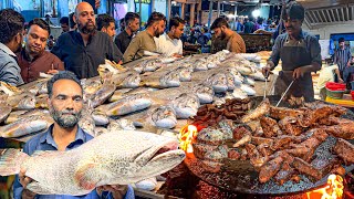 Karachis Largest Seafood Street  Fried Fish Grilled Fish amp Prawn Karahi Madness [upl. by Nimsay842]