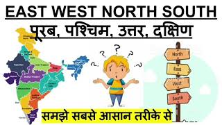 DIRECTIONS EAST WEST NORTH SOUTH दिशाएँ पूरब पश्चिम उत्तर और दक्षिण MAP OF INDIA WORLD MAP [upl. by Mastrianni]