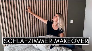 Low Budget DIY Lattenwand  Slatwall selber machen amp IKEA Bett Hack  Schlafzimmer MAKEOVER [upl. by Hoopes662]