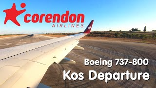 Corendon Airlines Boeing 737800  Takeoff at Kos Airport [upl. by Aiduan]