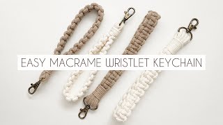 DIY MACRAME WRISTLET KEYCHAIN  EASY MACRAME TUTORIAL  MACRAME FOR BEGINNERS [upl. by Garnes]