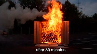 EN Safety Cabinets Justrite Fire Test Demonstration [upl. by Retsila]