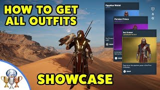 Assassins Creed Origins  All Outfits  Showcase and how to get them [upl. by Hathcock786]