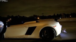 TX2K14  INSANE 1800hp Gallardo races Alpha 16 GTR on the street [upl. by Obe]