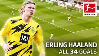 Erling Haaland  34 Goals in Only 36 Matches [upl. by Wilinski]