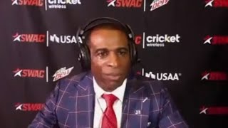 Jackson State Coach Deion Sanders Walks Off Interview After Being Called quotDeionquot [upl. by Tobye]