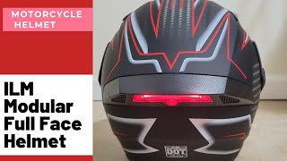 ILM Motorcycle Dual Visor Flip up Modular Full Face Helmet DOT LED Lights  REVIEW amp UNBOXING [upl. by Tomasina631]