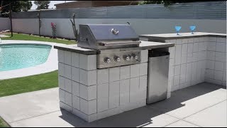 HOW TO Build a custom BBQ amp Fire Pit with cement blocks [upl. by Chapa]