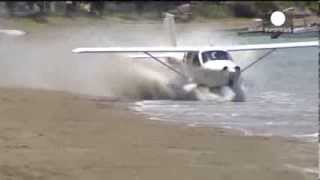 Double trouble Light plane crashes twice on New Zealand beach [upl. by Deva]