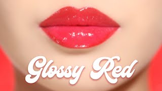 SATISFYING RED GLOSSY LIPS TUTORIAL ❤️ [upl. by Nedap]