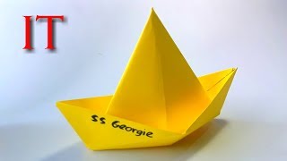 Como hacer el Barco de papel  PELICULA quotITquot el payaso Origami paper boat [upl. by Einwat]