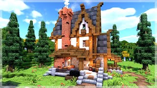 Minecraft How to Build a Large Medieval ForgeHouse [upl. by Yerfdog]