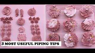 3 MOST USEFUL PIPING TIPS  NOZZLES FOR BEGINNERS  HOW TO MAKE OLD ROSE CUPCAKES [upl. by Wallinga285]