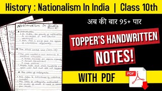 Nationalism In India Notes Class 10 CBSE  Toppers Handwritten Notes with PDF  History Chapter 3 [upl. by Mcleod]