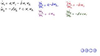 Linearizing at an equilibrium point LotkaVolterra [upl. by Eirhtug782]