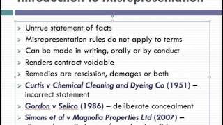 Misrepresentation Lecture 1 of 4 [upl. by Godfrey]