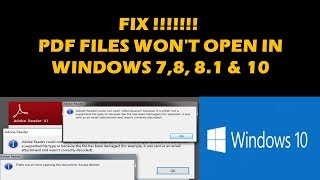 FIX CANNOT OPEN PDF FILES IN WINDOWS 7 8 1 10 [upl. by Pietrek]