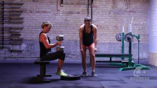 The Bigness Project Demo Dumbbell Seated Calf Raise [upl. by Tonkin]