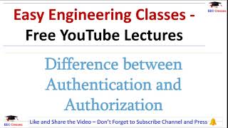 Difference between Authentication and Authorization  Information Security Lectures Hindi [upl. by Kalvin]