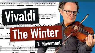 A Vivaldi  Winter 1 Movement  The Four Seasons  violin sheet music  piano accompaniment [upl. by Svirad]