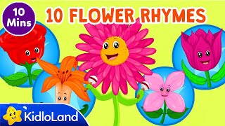 Top 10 Flower songs for kids  Preschool children Flower Rhymes Collection  Kidloland [upl. by Teddi]