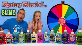 3 COLORS OF GLUE MYSTERY WHEEL OF SLIME CHALLENGE All New Colors [upl. by Brownson841]