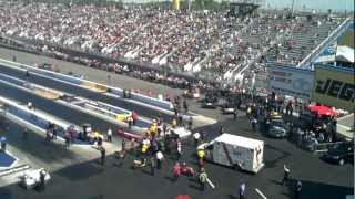 NHRA Accident Crewmember ran over by Top Fuel Dragster [upl. by Qooraf]