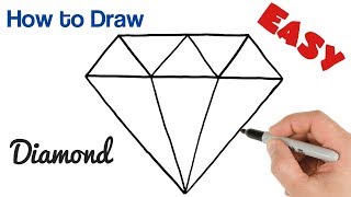 How to Draw a Diamond Easy Step by Step [upl. by Esinehs]