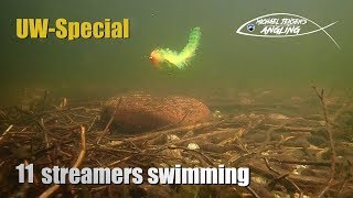 11 Streamer flies  swimming under water [upl. by Tewell]