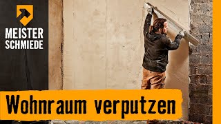 Wohnraum verputzen  HORNBACH Meisterschmiede [upl. by Nihahs]