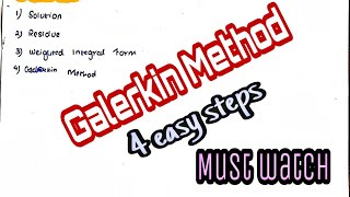 FEA  Galerkin Method  4 easy steps only [upl. by Elvina213]