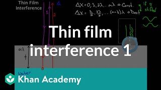 Thin Film Interference part 1  Light waves  Physics  Khan Academy [upl. by Glynn]