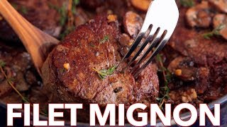 Filet Mignon with Mushroom Cream Sauce Recipe [upl. by Borden]