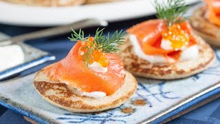 How to Make Blinis Russian Blinis Recipe  Buckwheat Blini Recipe with Smoked Salmon [upl. by Olaznog]