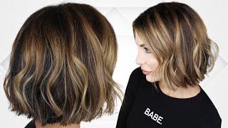 How To Style A Blunt Bob  Undone Textured Waves  Short Hair [upl. by Dorlisa]