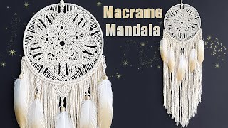 DIY Tutorial l How To Make Macrame Mandala Dreamcatcher [upl. by Vonnie]