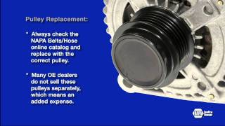 Alternator Decoupler Pulley How to Inspect and Replace  NAPA BeltsHose Short Version [upl. by Ah]