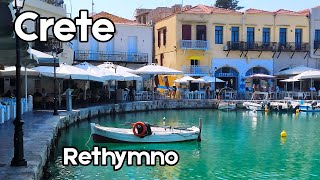 🇬🇷 Rethymno  Crete Greece  walking video  4K [upl. by Spiegleman]