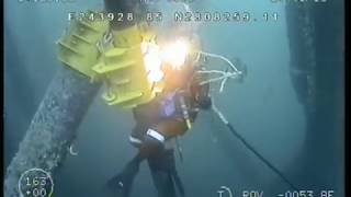 Offshore Commercial Diving  Riser Guide Clamp Installation [upl. by Poppy]