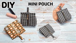 DIY MINI ZIPPER POUCH How to make a cute pouch Easy sewing tutorial Tendersmile Handmade [upl. by Bouldon]