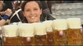 Oktoberfest Waitress carries 12 Mass with a Smile [upl. by Adimra]