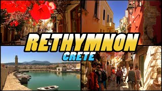 RETHYMNON Old Town  Crete  Greece 4k [upl. by Ydnem352]