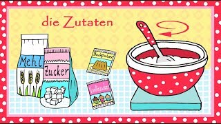 Deutsch lernen Kuchenrezept zum Backen  learn German cake recipe [upl. by Amalie303]