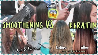 Smoothening vs Keratin Hair Treatment  My Experience  Cost Procedure amp New Colour ThatQuirkyMiss [upl. by Calley]