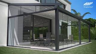 Pergola Roof and Sliding Glass Doors with Motorized Screen [upl. by Inavoig]