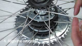 How to Install Motorized Bike Rear Sprocket Assembly on 26quot Wheel [upl. by Annaira]