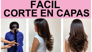 COMO CORTAR CAPAS LARGAS FACIL TU MISMAHOW TO CUT LENGTHS [upl. by Jaala]