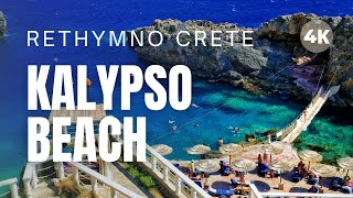 KALYPSO BEACH in RETHYMNO CRETE  Best Beaches in Greece Travel Video 4K [upl. by Eiramanit]