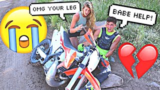 JOSH CRASHED HIS DIRTBIKE BROKEN LEG PRANK [upl. by Nnyl]